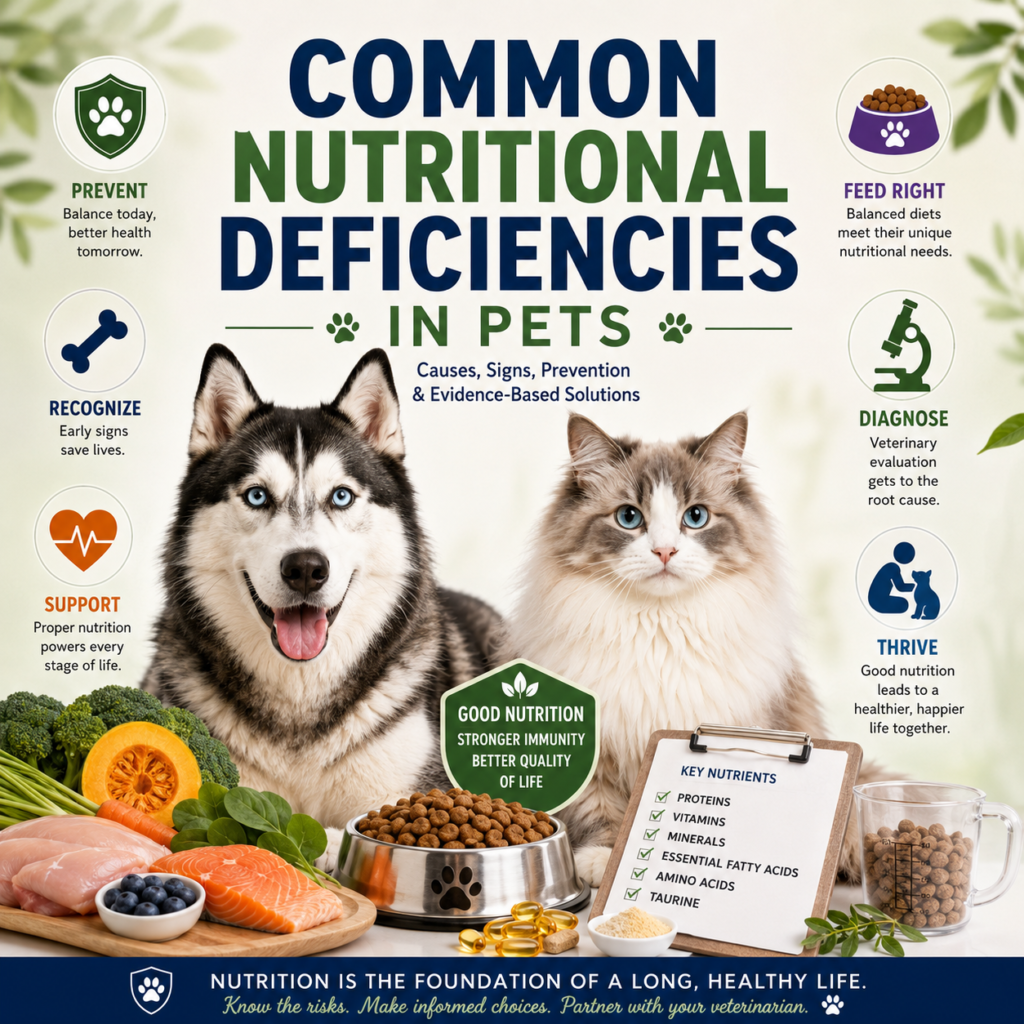 Learn the most common nutritional deficiencies in pets, their warning signs, prevention strategies.