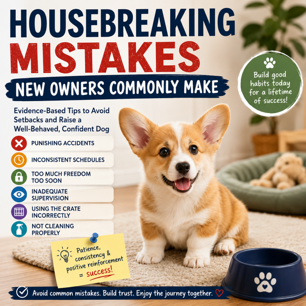 Learn the most common housebreaking mistakes new puppy owners make and discover evidence-based training strategies that promote faster, stress-free, long-term housetraining success.