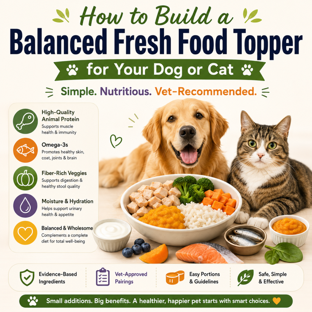 Learn to build balanced, vet-approved fresh food toppers supporting digestion, skin health, hydration, and overall wellness.